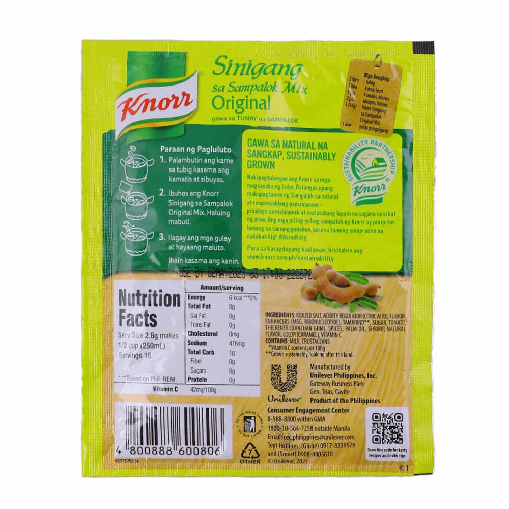 Knorr Sinigang Sampalok Original Mix 40g back image