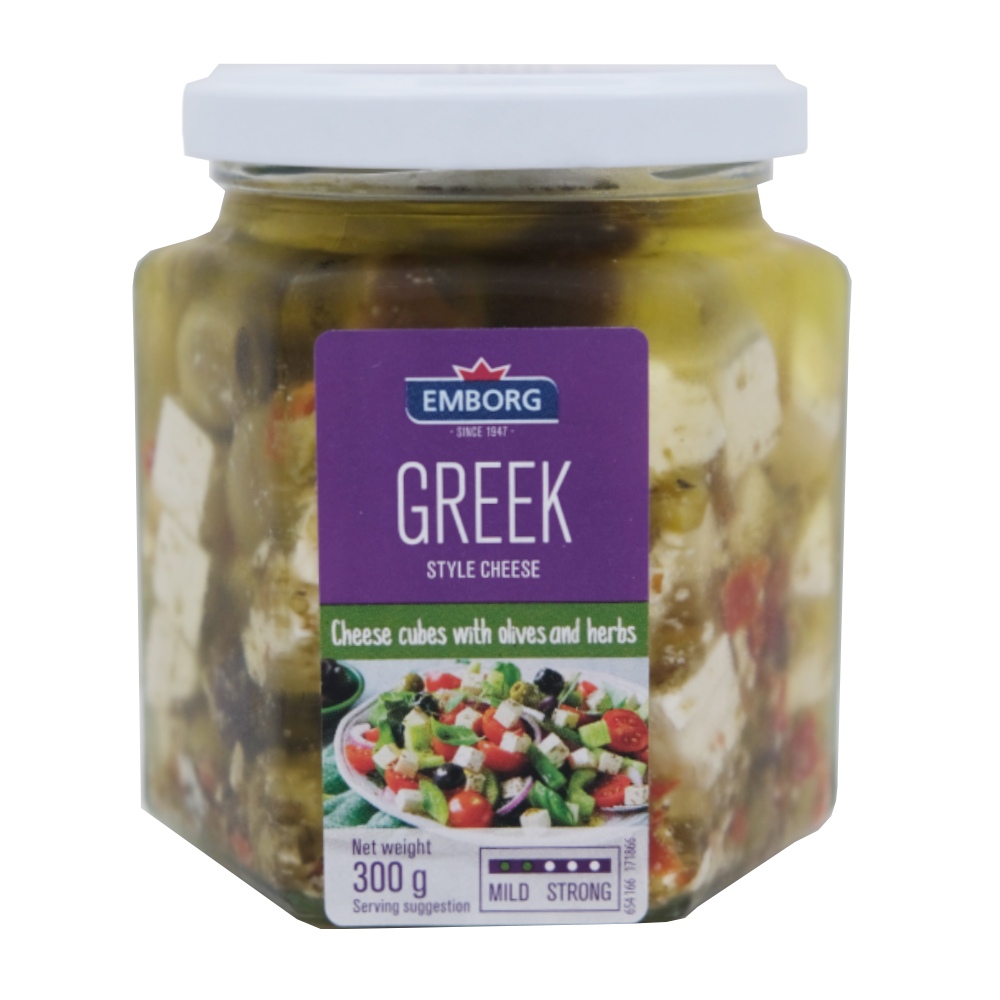 Emborg Greek Style Cheese with Olive & Herbs 300g - Available at Alosra Online Supermarket