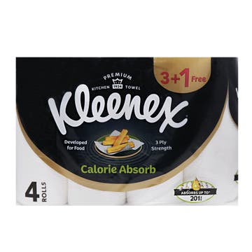 Kleenex Calorie Absorb Kitchen Towel 4 Rolls [3+1 Free] 