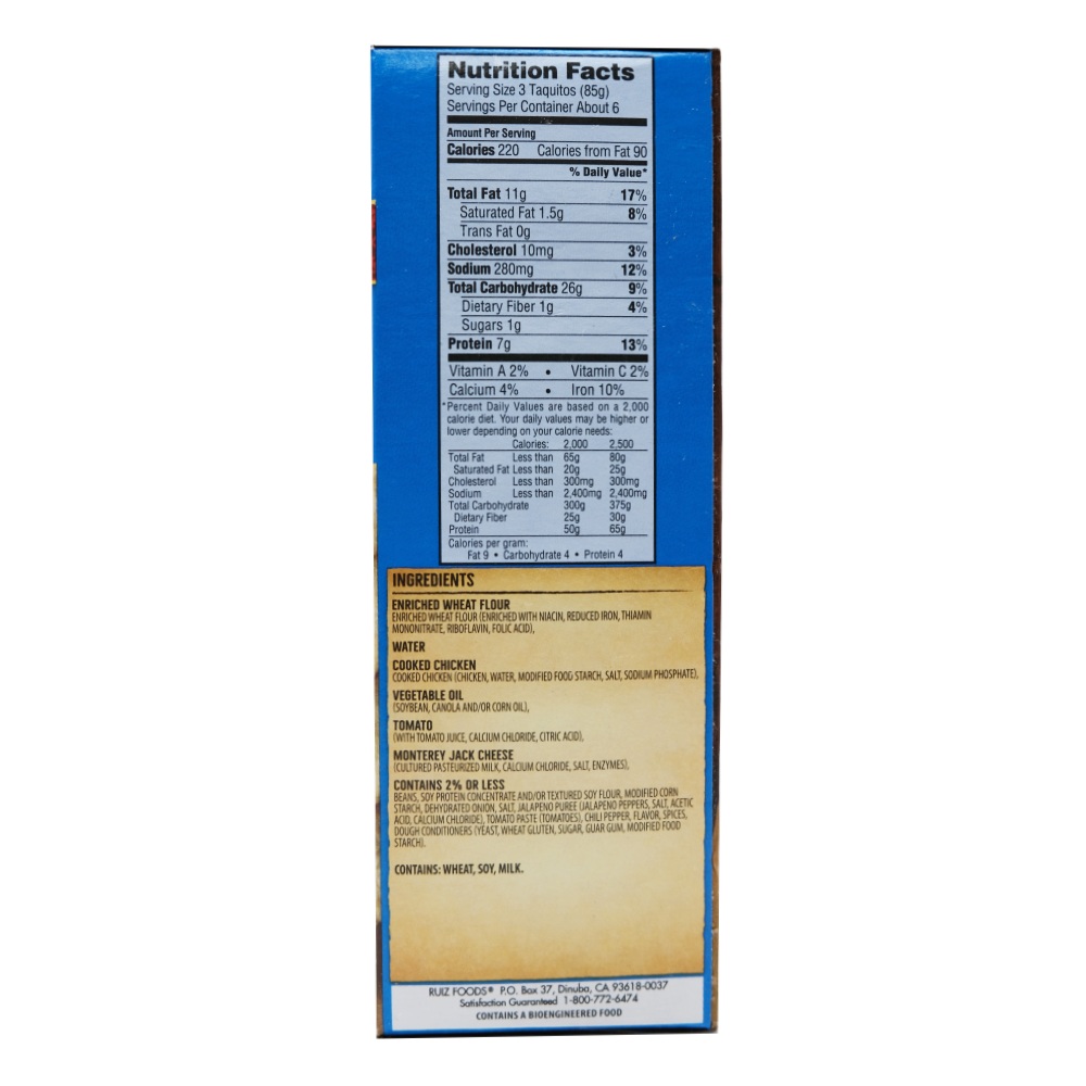 El Monterey Chicken & Cheese Taquitos 566g right side image