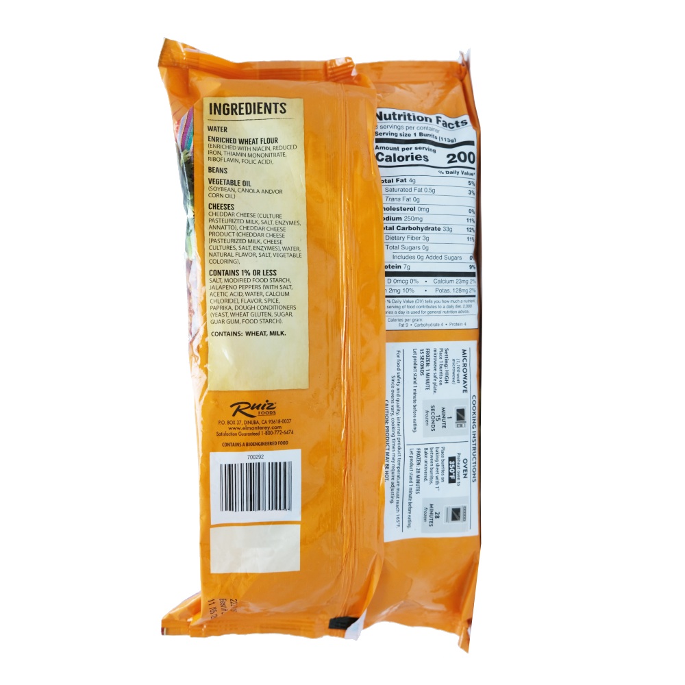 El Monterey Bean & Cheese Burritos 32oz back image