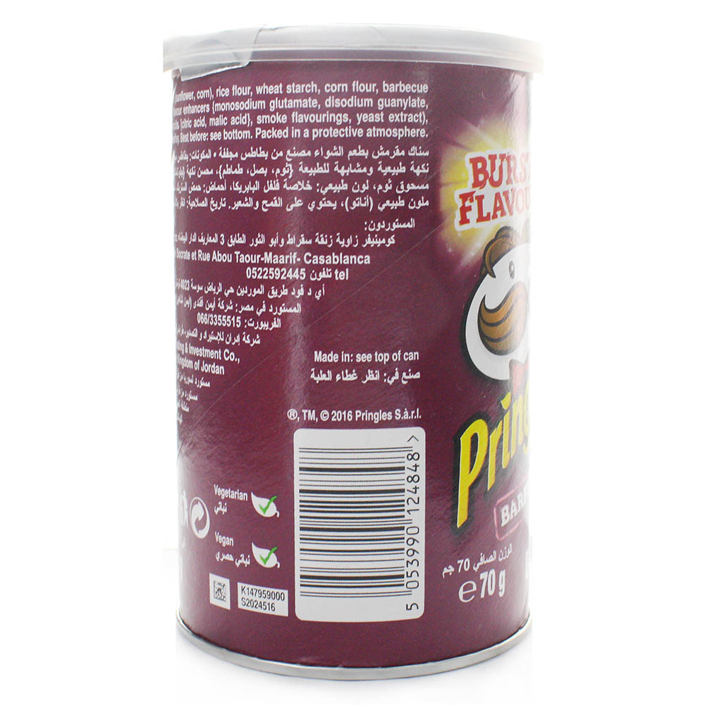 Pringles BBQ Potato Chips 70g back image