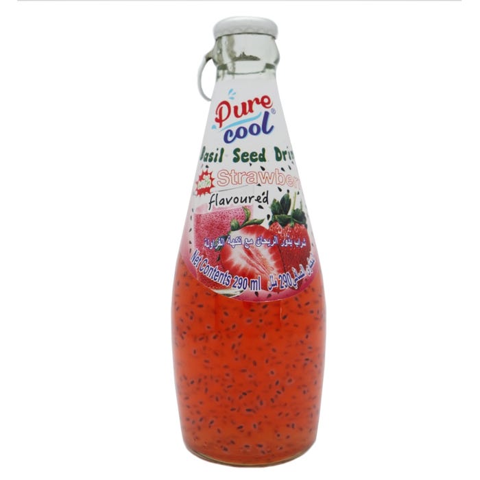 Pure Basil Seed Strawberry Drink 290ml - Available at Alosra Online Supermarket