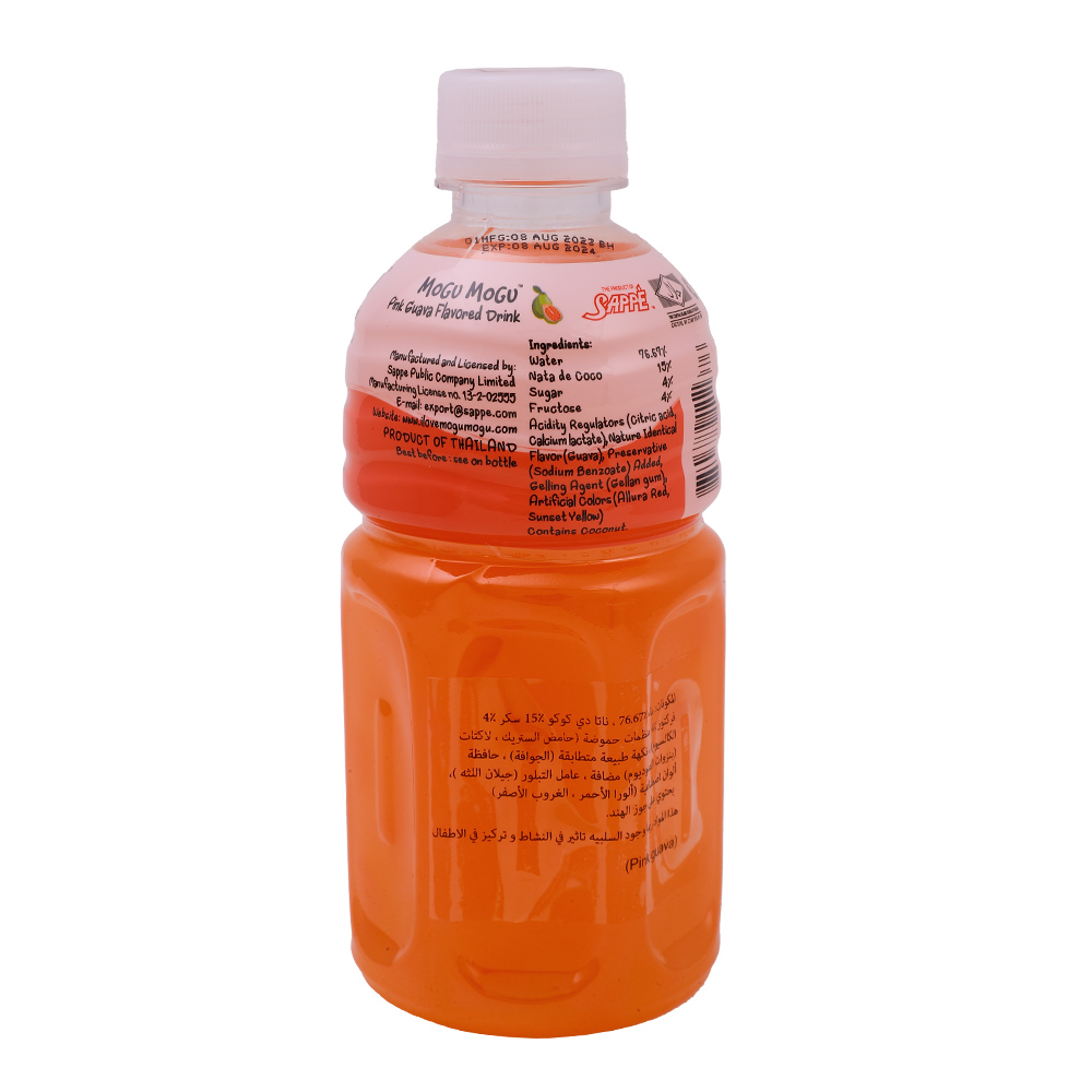 Mogu Mogu Pink Guava Flavored Drink with Nata de Coco 320ml back image