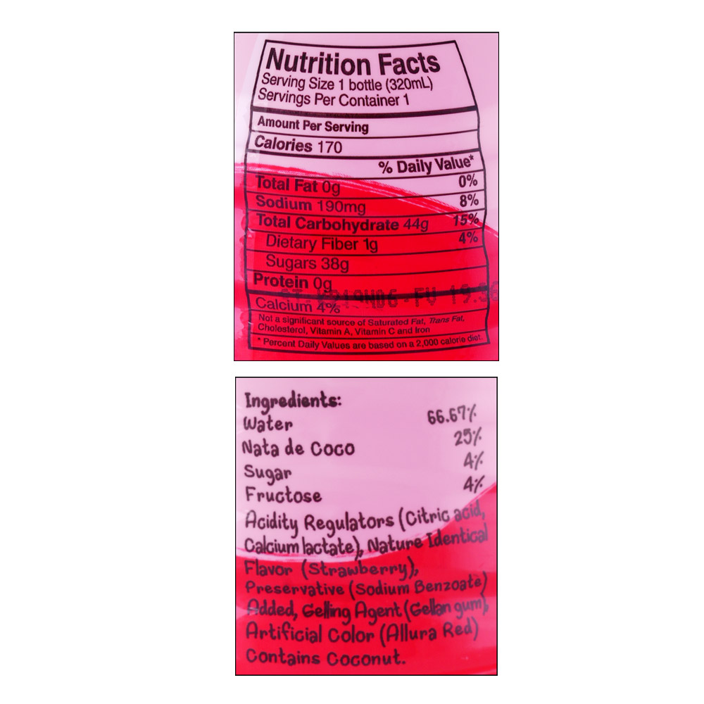 Mogu Mogu Strawberry Drink With Nata De Coco 320ml right side image