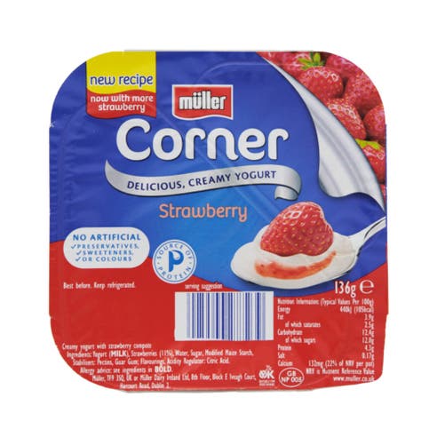 Muller Corner Strawberry Yogurt 136g - Available at Alosra Online Supermarket