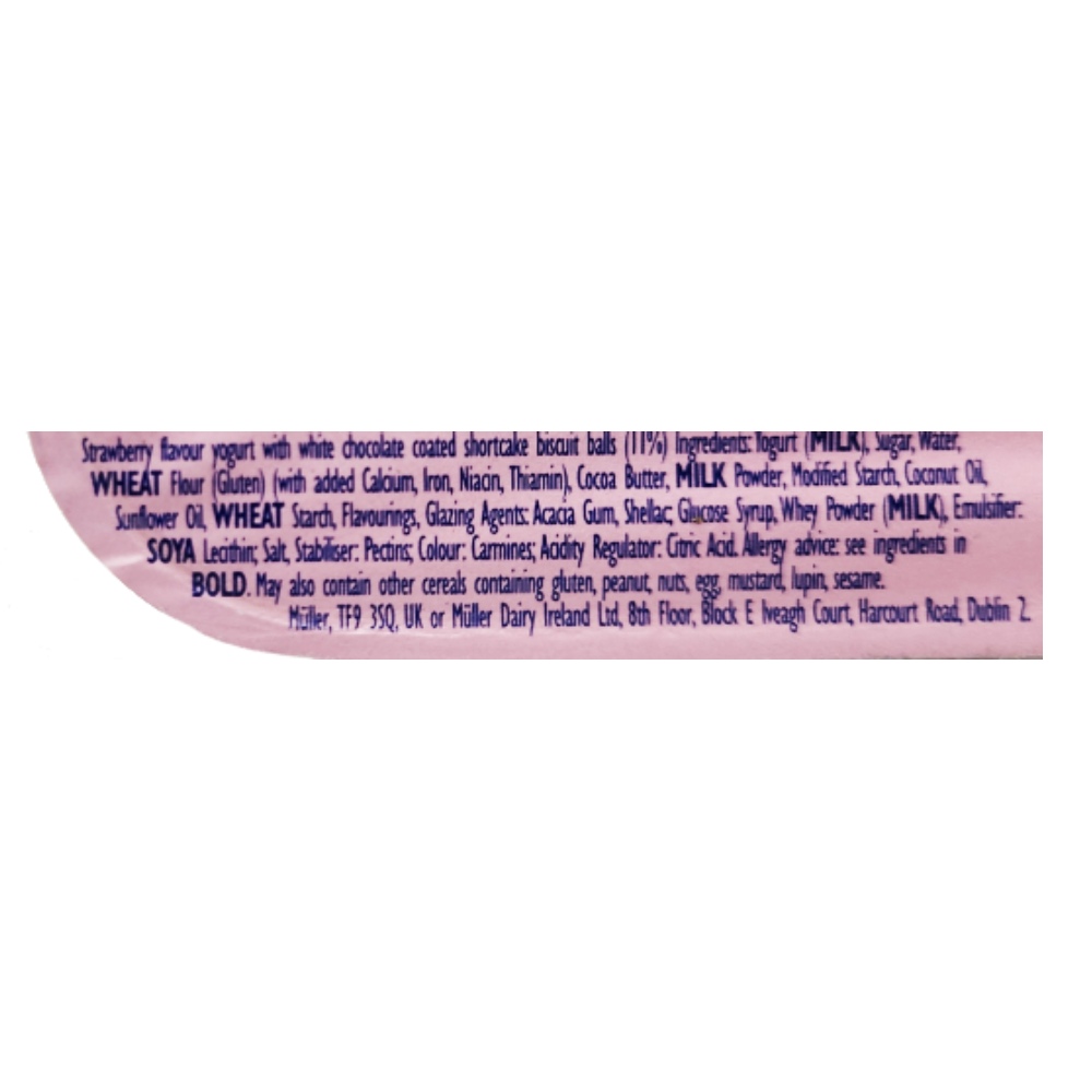 Muller Corner Strawberry Shortcake Yogurt 124g back image