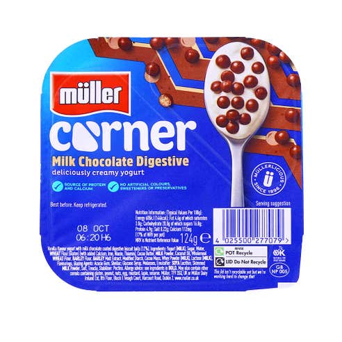 Muller Corner Milk Chocolate Digestive Yogurt 124g - Available at Alosra Online Supermarket