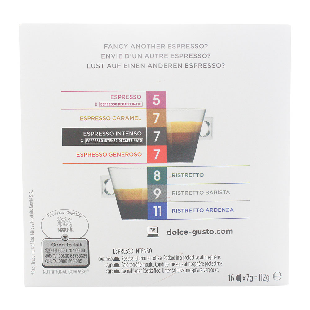 Nescafe Dolce Gusto Espresso Intenso Capsules 112g 10's back image