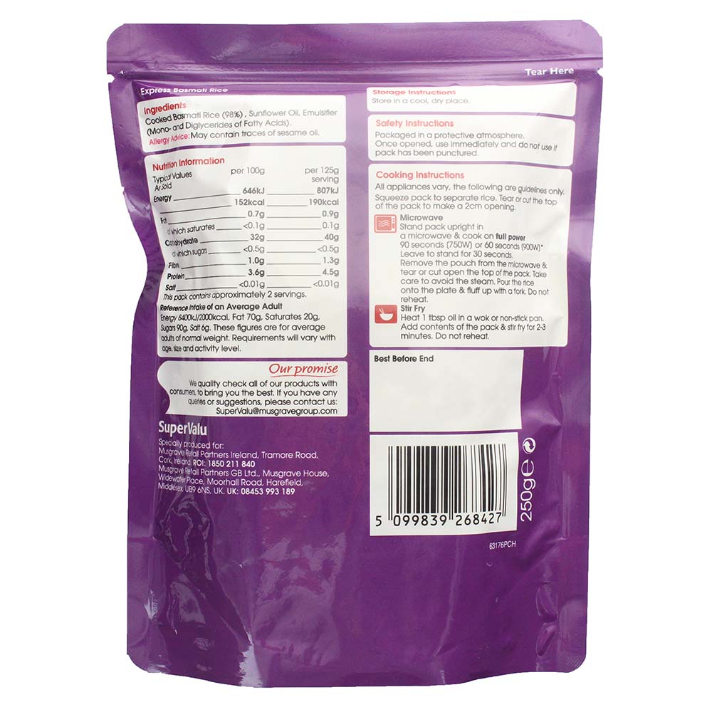 SuperValu Express Rice Basmati 250g - Bahrain Alosraonline store