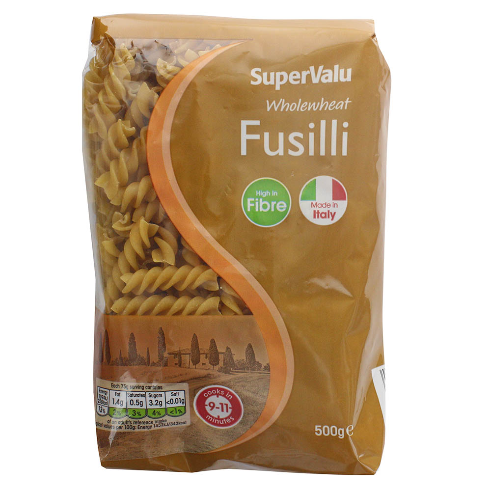 SuperValu Wholewheat Fusilli Pasta 500g - Available at Alosra Online Supermarket