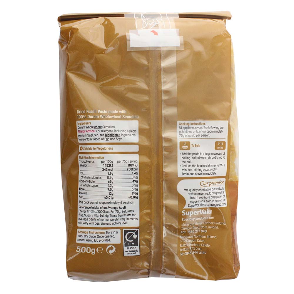 SuperValu Wholewheat Fusilli 500g - Bahrain Alosraonline store