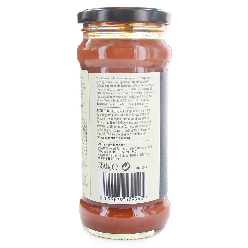 SuperValu Signature Tastes Traditional Bolognese Pasta Sauce 350g [Non Halal] [Contains Pork] right side image