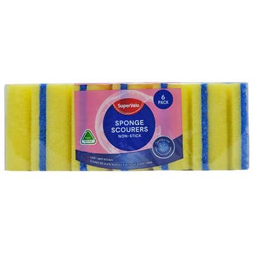 Supervalu Non Stick Grip Sponge Scourers 6s