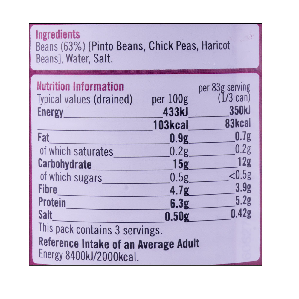 SuperValu Mixed Beans 400g right side image