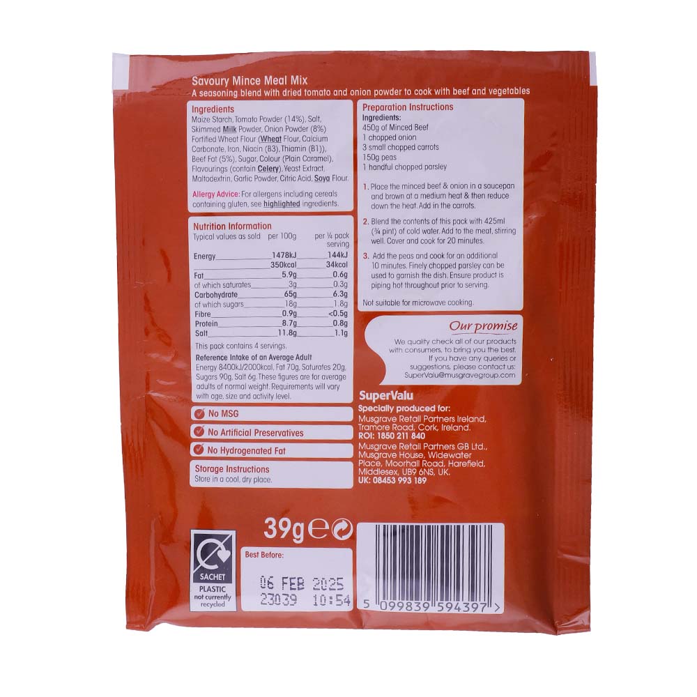 SuperValu Savoury Mince Mix 39g back image