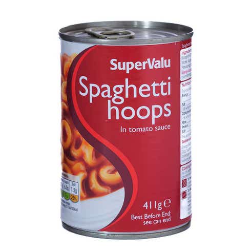 SuperValu Spaghetti Hoops In Tomato Sauce 411g - Available at Alosra Online Supermarket