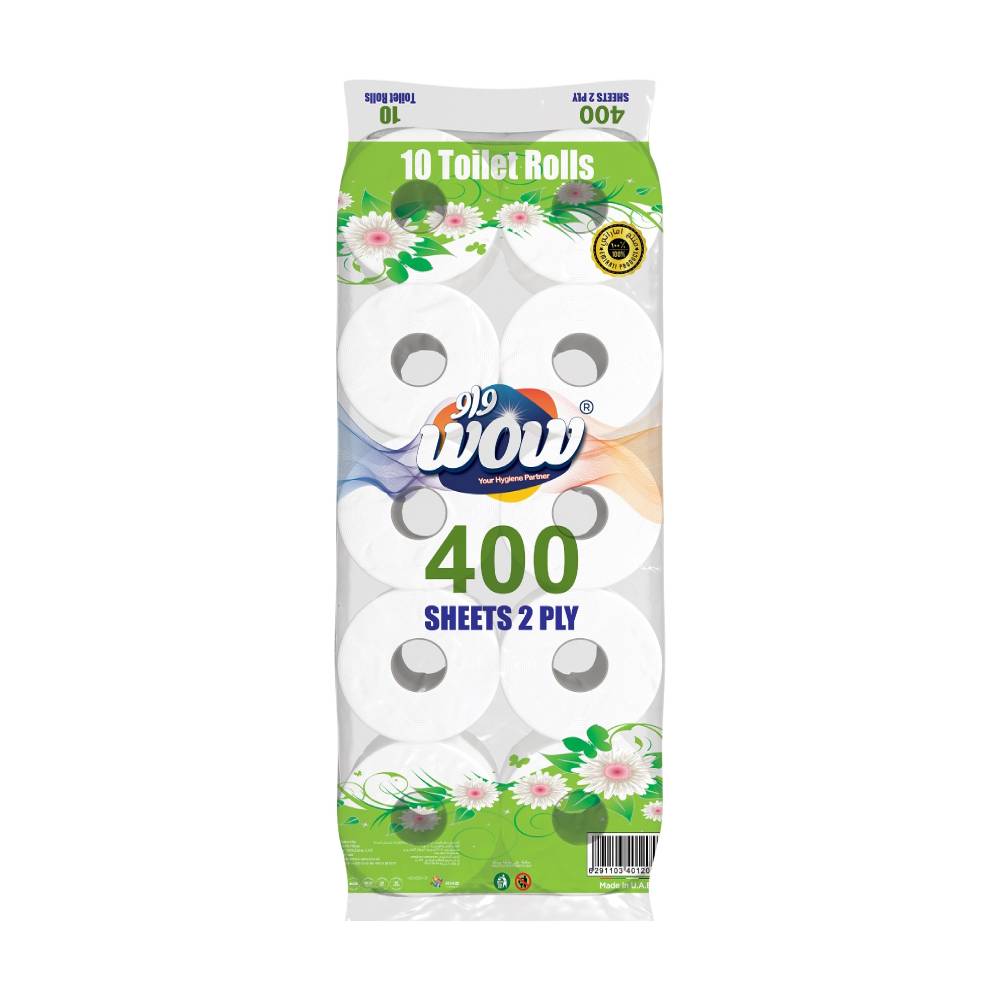 WOW Toilet Rolls 400 Sheets 10's 2Ply - Available at Alosra Online Supermarket