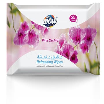 Wow Refreshing Wipes Pink Orchid 25 Pieces - Available at Alosra Online Supermarket