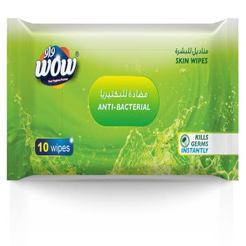 WOW Skin Anti-Bacterial Wipes 10's - Available at Alosra Online Supermarket