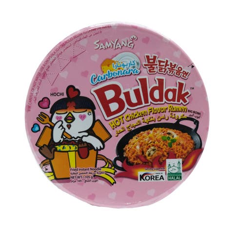 Samyang Carbonara Hot Chicken Flavour Ramen Big Bowl 105g - Available at Alosra Online Supermarket