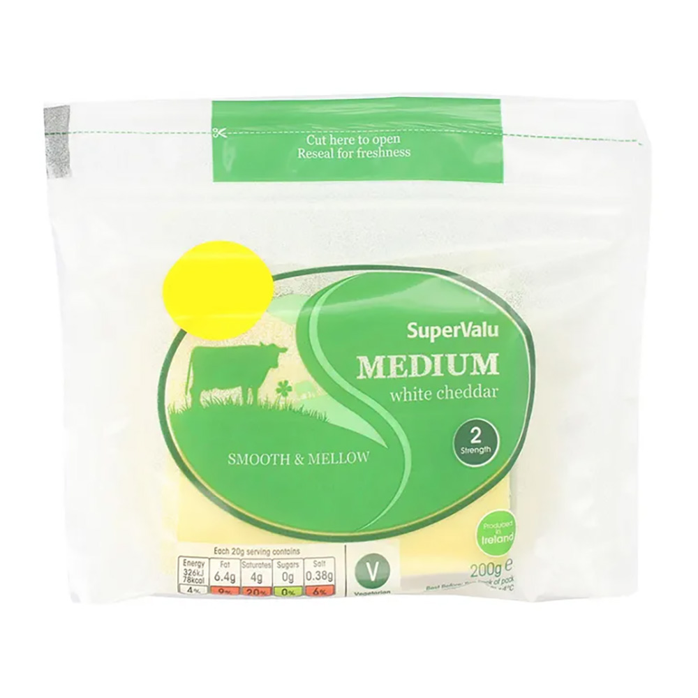 SuperValu Medium White Cheddar Cheese 200g - Available at Alosra Online Supermarket