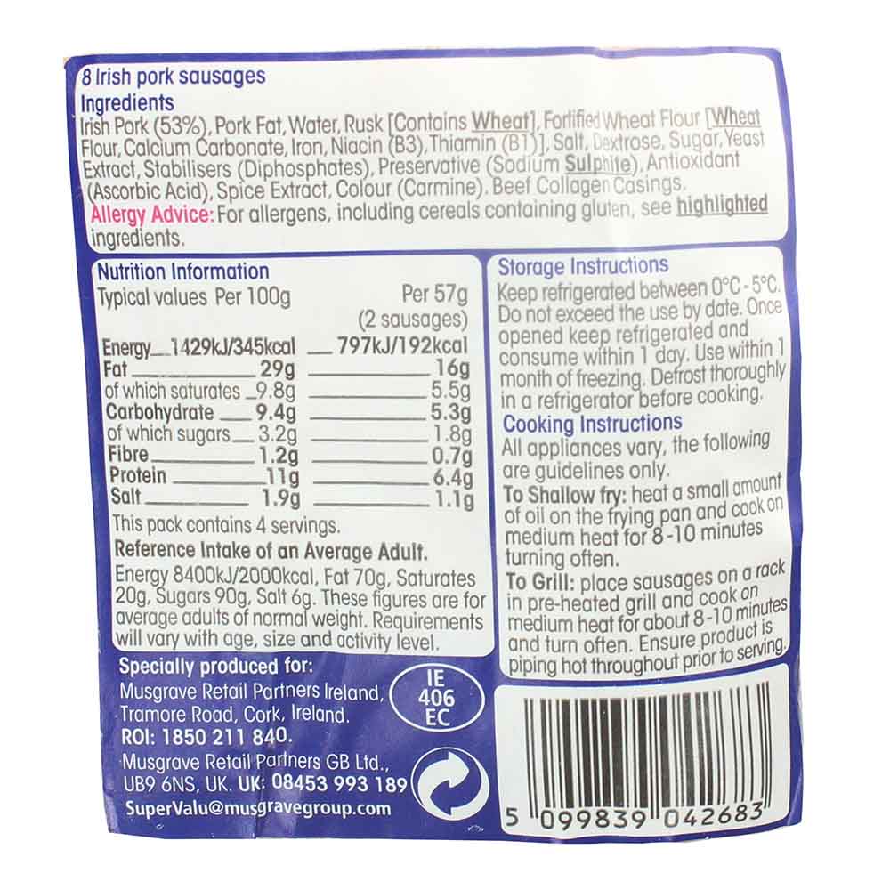 SuperValu Sausages 227g [Contains Pork] - Bahrain Alosraonline supermarket