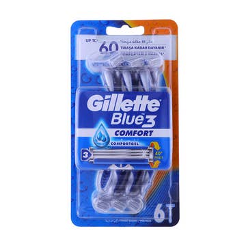 Gillette Blue 3 Comfort Shaving Razor 6's - Available at Alosra Online Supermarket