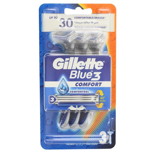 Gillette Blue 3 Comfort Shaving Razor 3's - Available at Alosra Online Supermarket