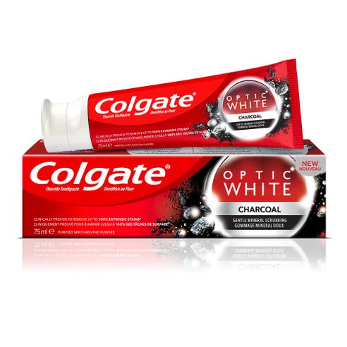 Colgate Optic White Charcoal Toothpaste 75ml - Available at Alosra Online Supermarket