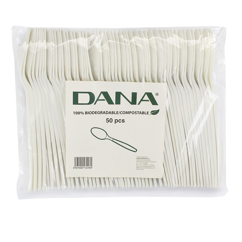 Dana Biodegradable Compostable Spoon White 50's - Available at Alosra Online Supermarket