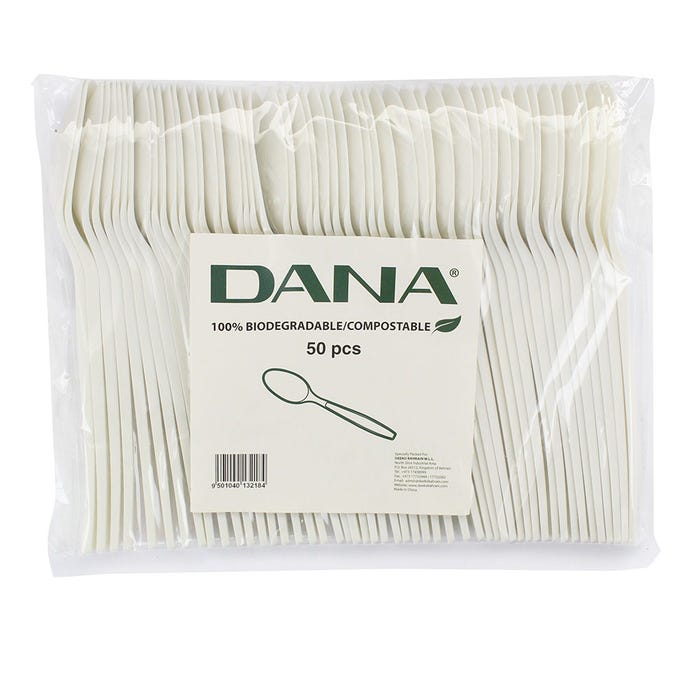 Dana Biodegradable Compostable Spoon White 50's - Available at Alosra Online Supermarket