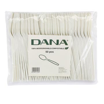 Dana Biodegradable Compostable Spoon White 50's - Available at Alosra Online Supermarket