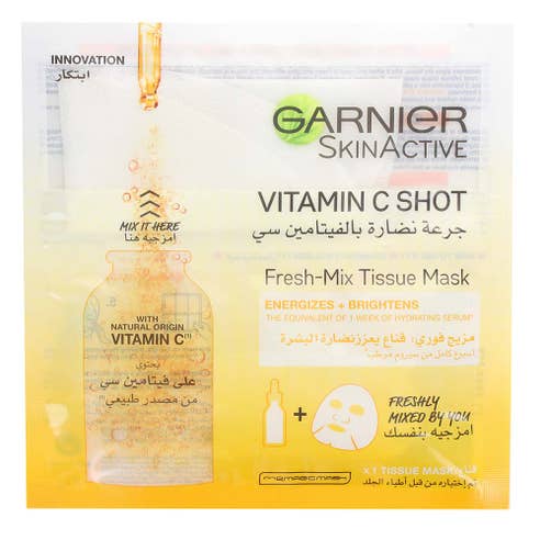 Garnier Skinactive Fresh-Mix Tissue Mask Vitamin C Shot - Available at Alosra Online Supermarket