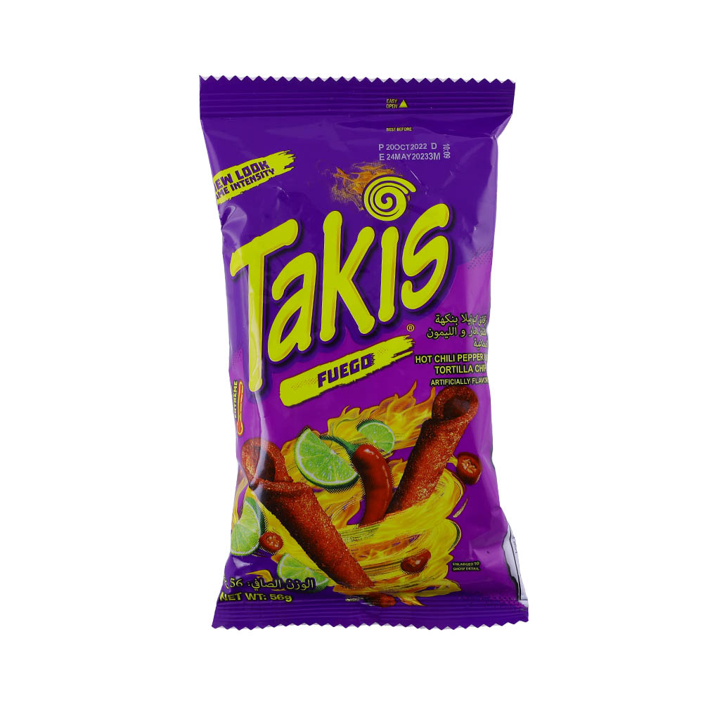 Takis Fuego Hot Chili Pepper Lime Tortilla Chips 56g