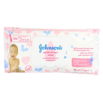 Johnson's Gentle All Over Baby Wipes 72's - Available at Alosra Online Supermarket