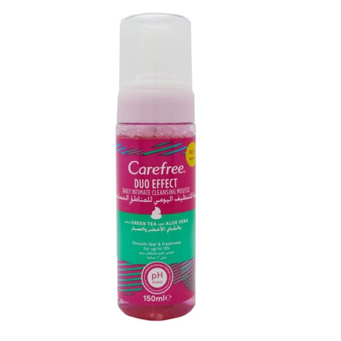 Carefree Duo Effect With Green Tea & Aloe Vera Foam 150ml - Available at Alosra Online Supermarket