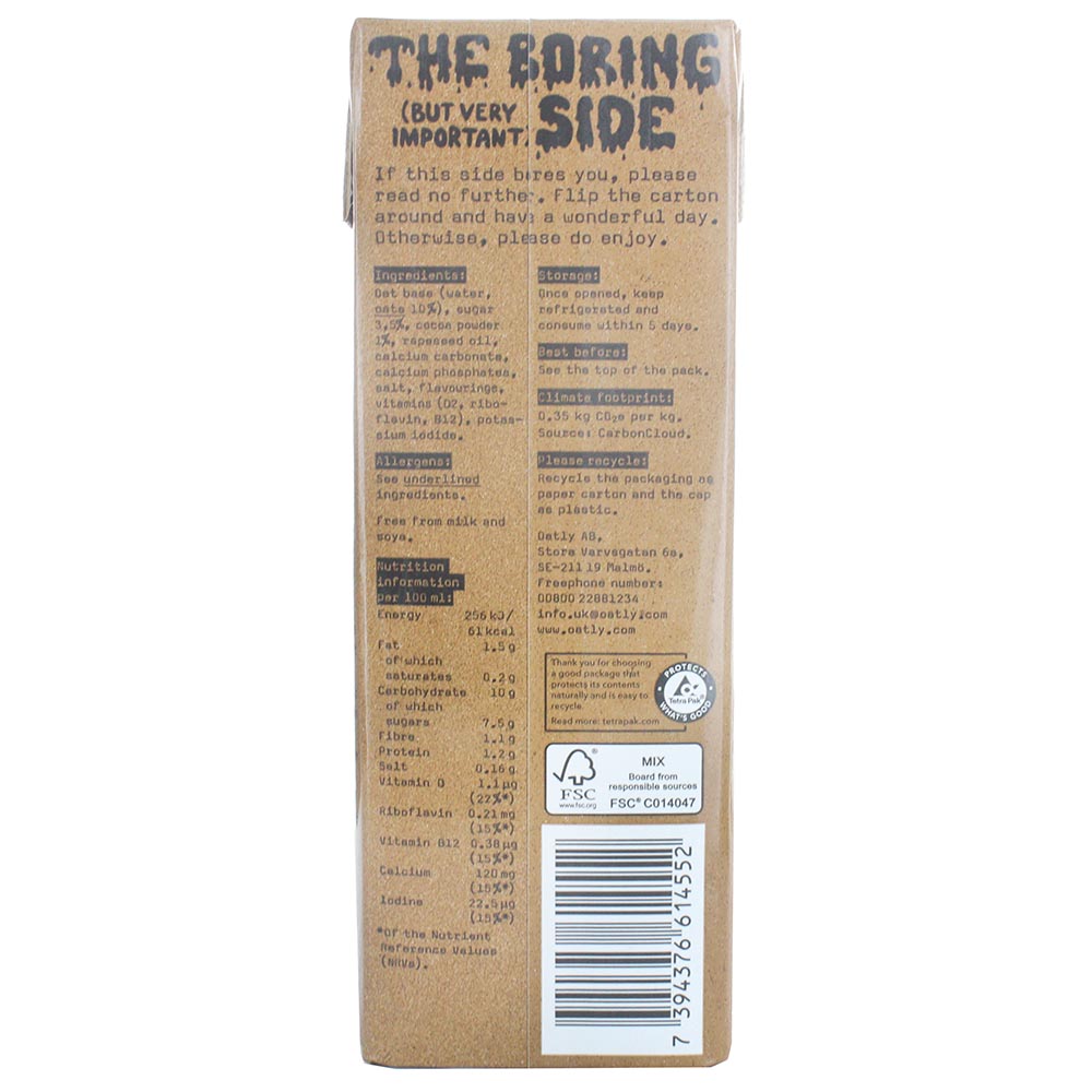 Oatly Chocolate Oat Drink 1L - Bahrain Alosraonline supermarket