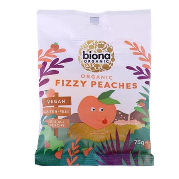 Biona Fizzy Peaches Organic 75g - Available at Alosra Online Supermarket