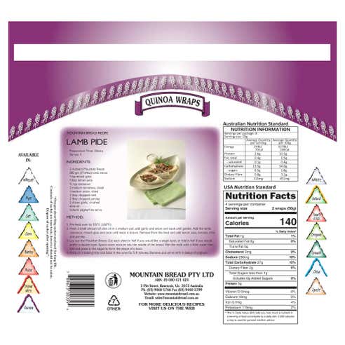 Mountain Bread Quinoa Wraps 200g back image