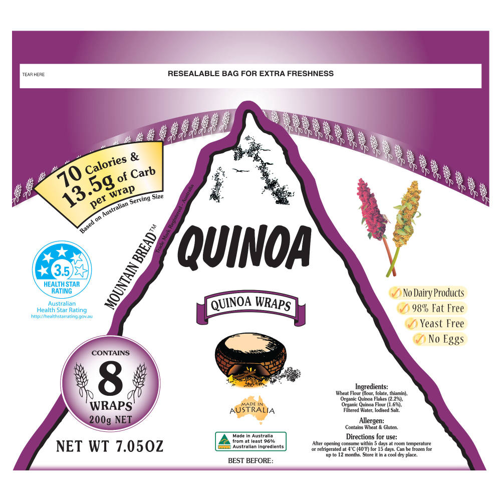 Mountain Bread Quinoa Wraps 200g - Available at Alosra Online Supermarket
