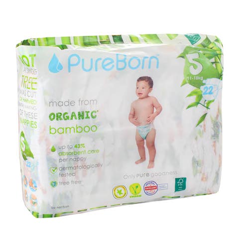 Pureborn Biodegradable Nappies Size 5 22's - Available at Alosra Online Supermarket