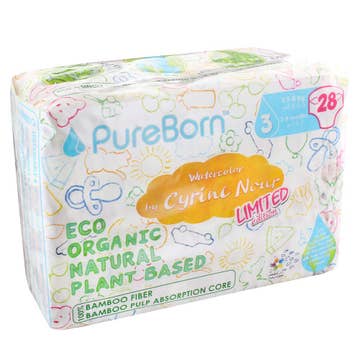 PureBorn Organic Biodegradable Nappies Size 3 28pc - Available at Alosra Online Supermarket