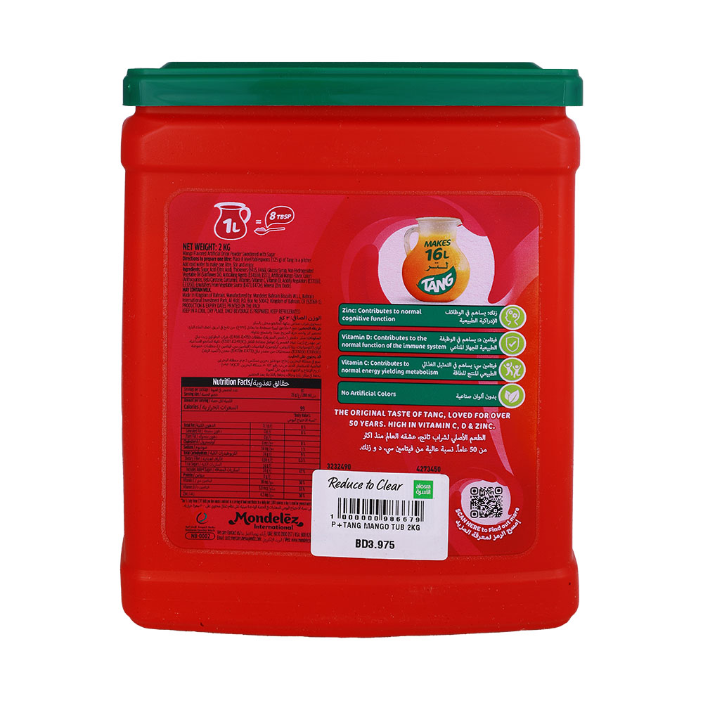 Tang Mango Powder Tub 2Kg [Special Offer] back image
