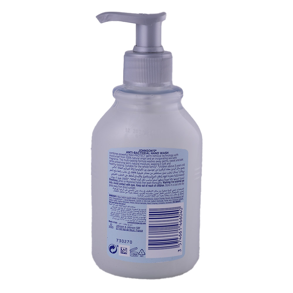 Johnson's Anti-Bacterial Sea Salt Hand Wash 300ml back image