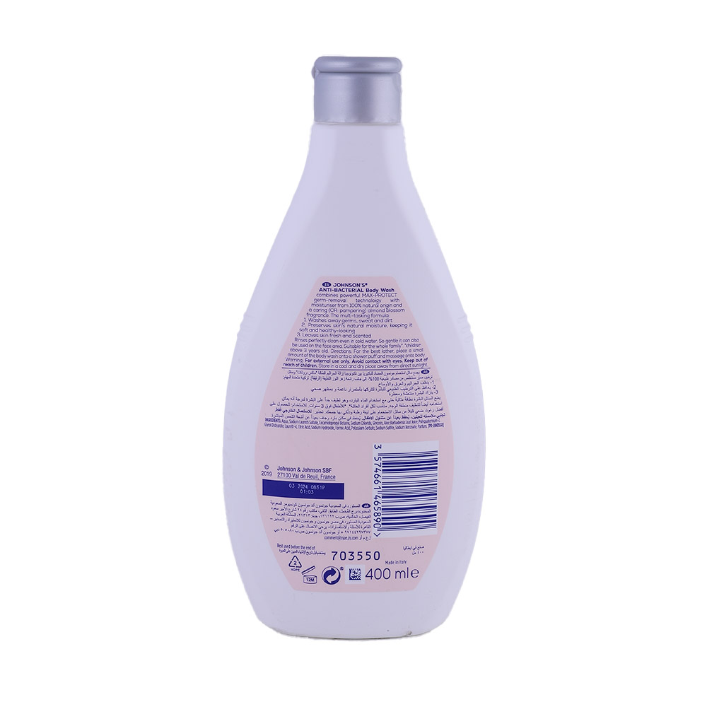 Johnson's Anti Bacterial Almond Blossom Body Wash 400ml - Bahrain Alosraonline store