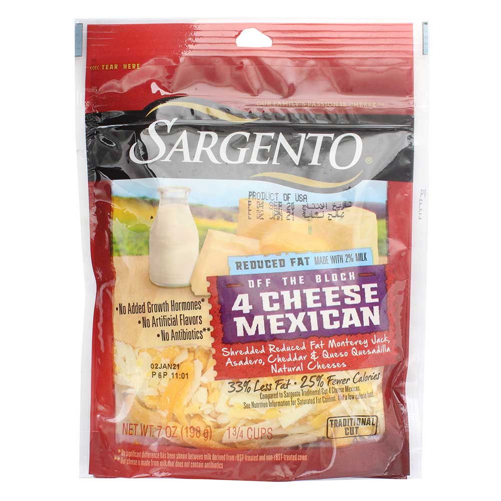 Sargento Reduced Fat Mexican 4 Cheese 198g - Available at Alosra Online Supermarket