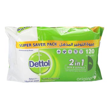 Dettol Wipes Original 120's - Available at Alosra Online Supermarket