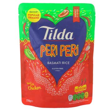 Tilda Steamed Peri Peri Basmati Rice 250g - Available at Alosra Online Supermarket