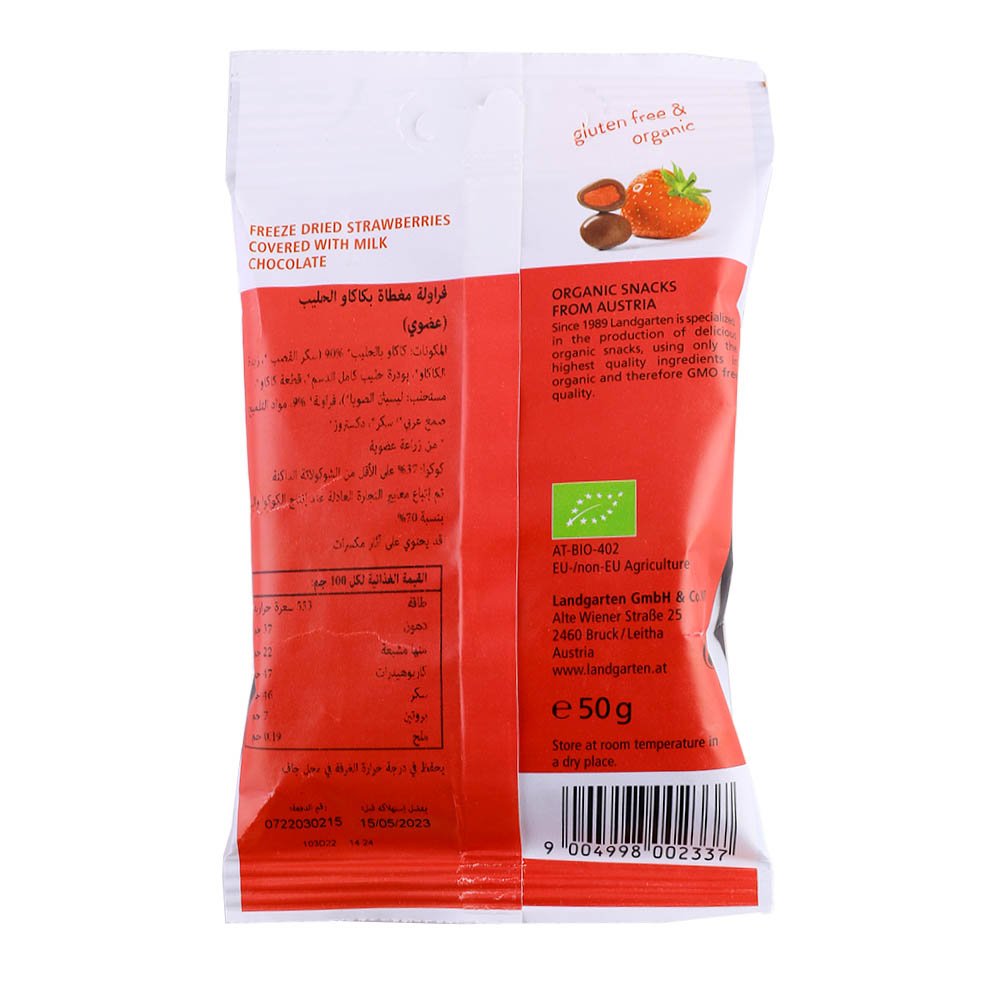 Landgarten Strawberry In Milk Chocolate 50g back image